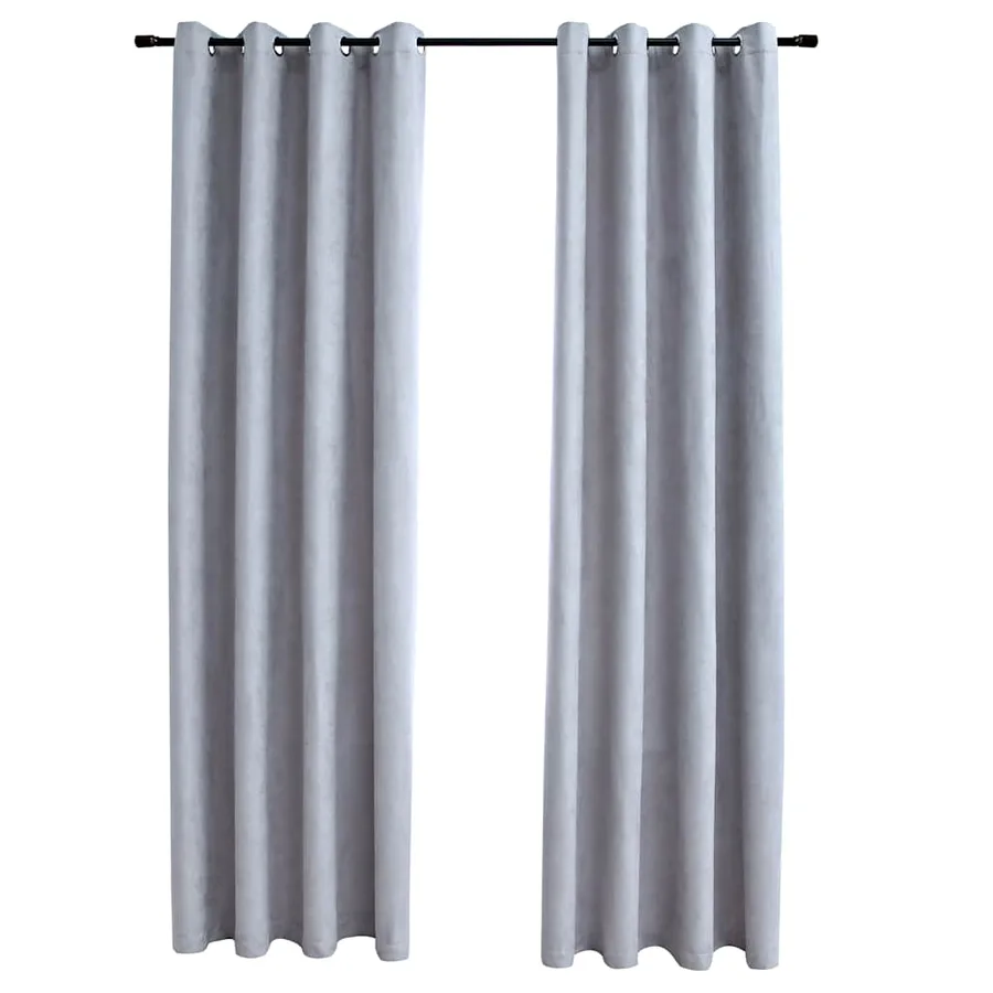 Rideaux occultants avec anneaux en métal 2 pcs Gris 140x245 cm - 2