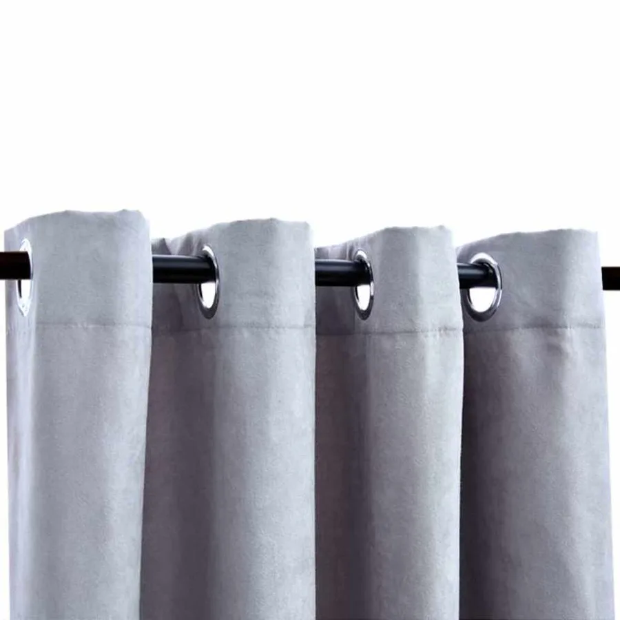 Rideaux occultants avec anneaux en métal 2 pcs Gris 140x245 cm - 3