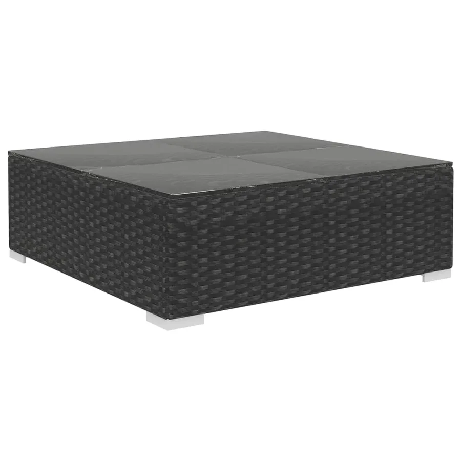 Salon de jardin 10 pcs avec coussins Résine tressée Noir - 7