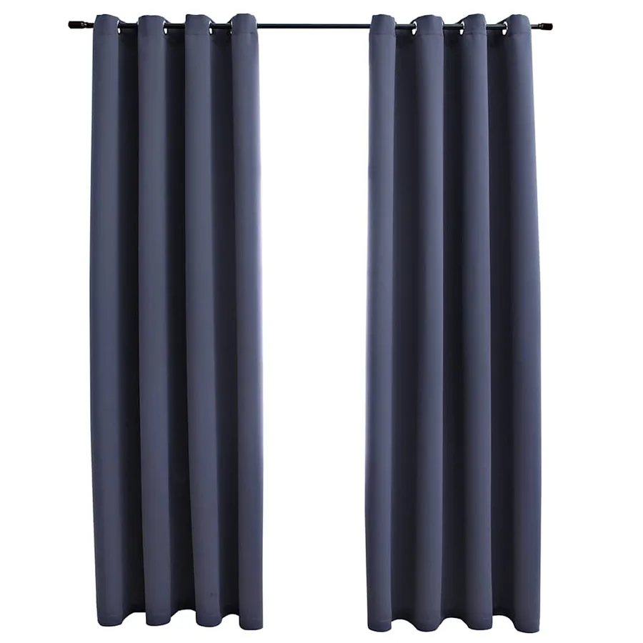 Rideaux occultants avec anneaux Métal 2pcs Anthracite 140x175cm - 2