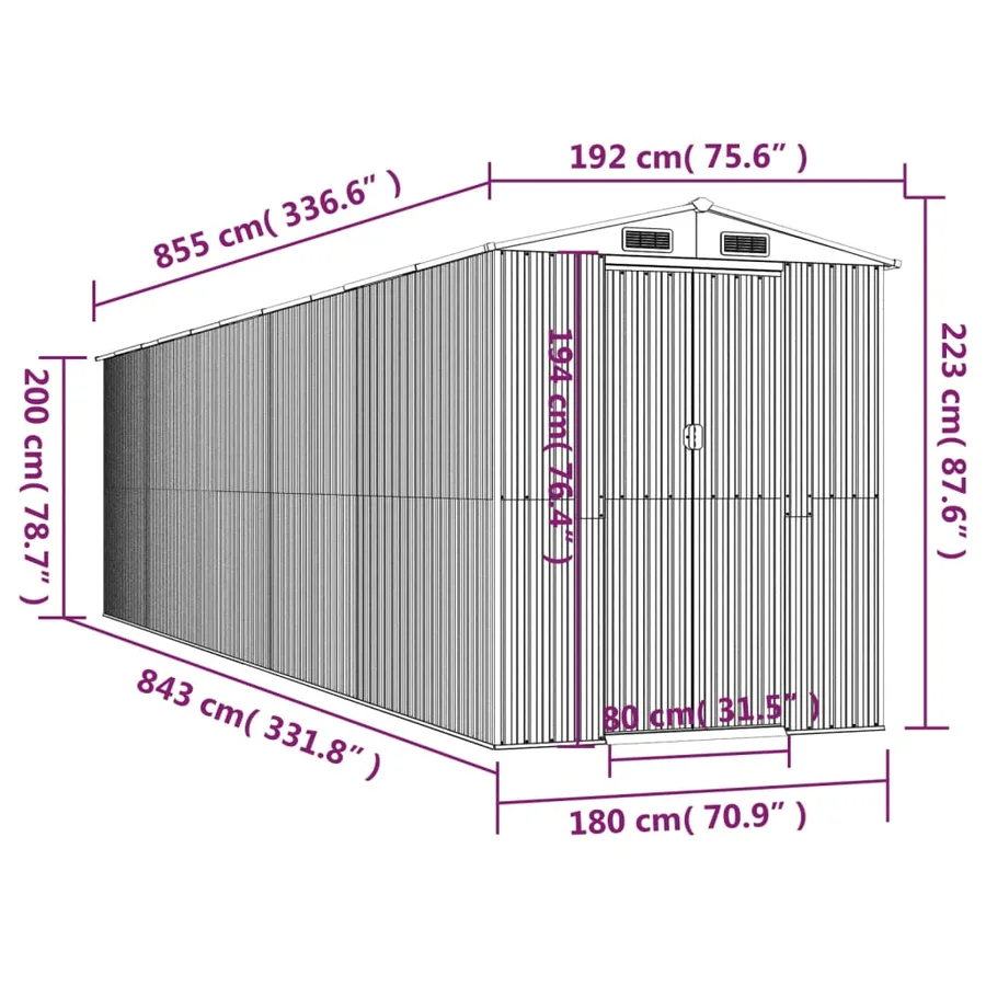 Abri de jardin Marron clair 192x855x223 cm Acier galvanisé - 8