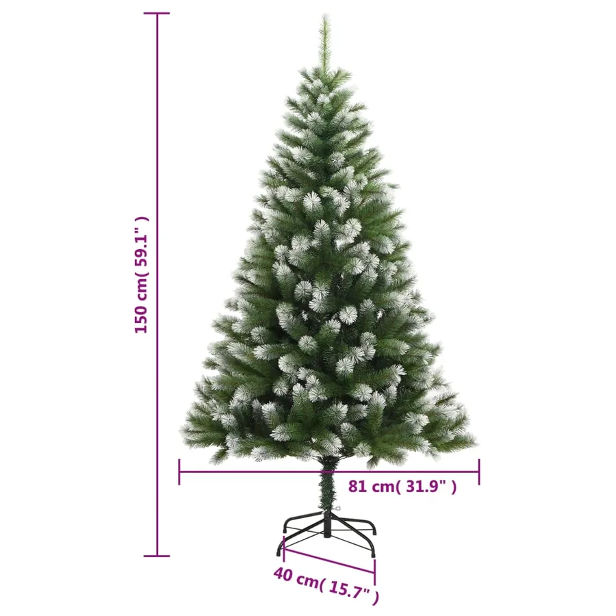 Sapin de Noël artificiel à charnières avec neige floquée 150 cm - 9