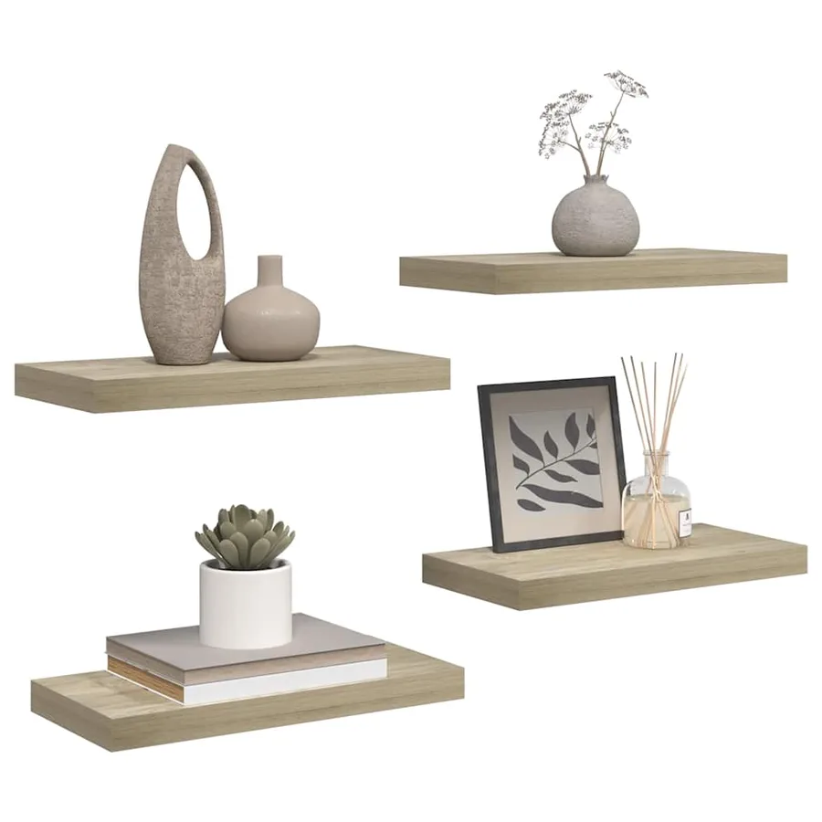 Étagères murales flottantes 4 pcs chêne 50x23x3,8 cm MDF - 5