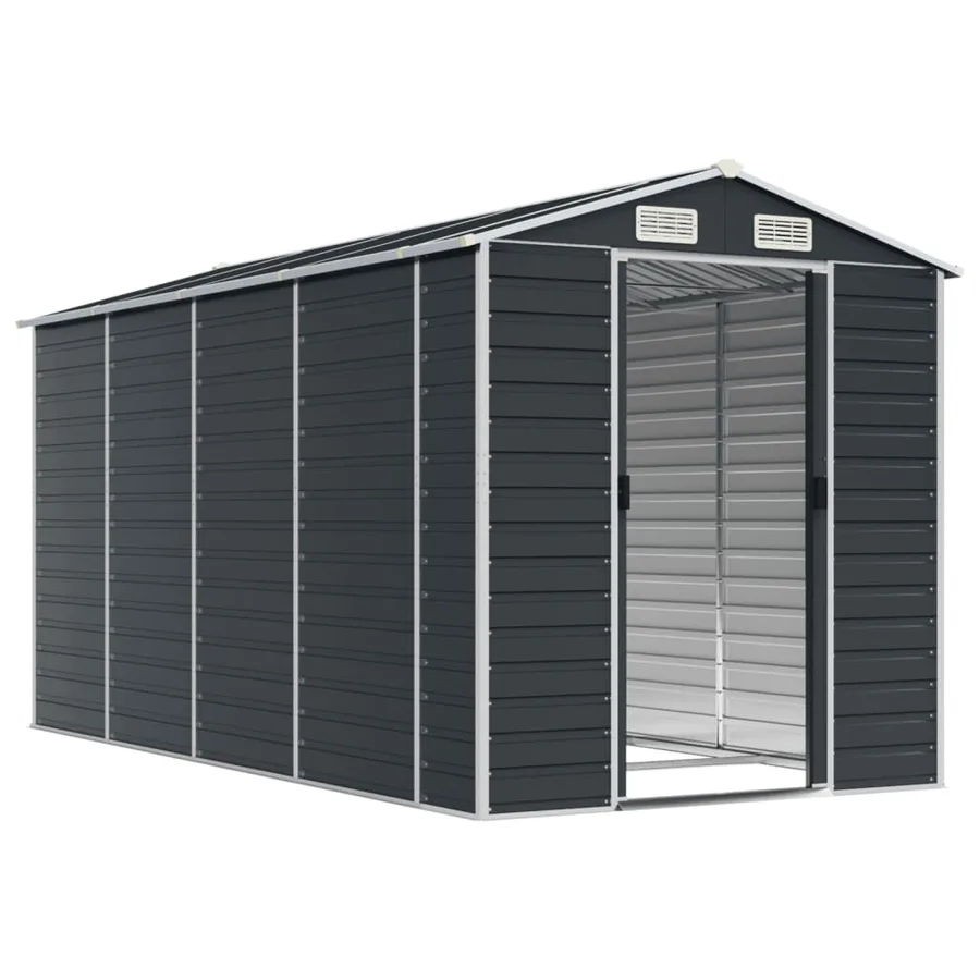Abri de jardin anthracite 191x385x198 cm acier galvanisé - 3