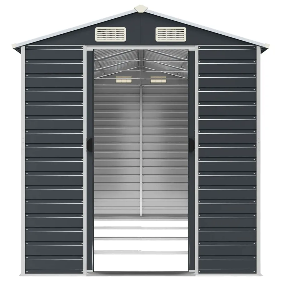 Abri de jardin anthracite 191x385x198 cm acier galvanisé - 5