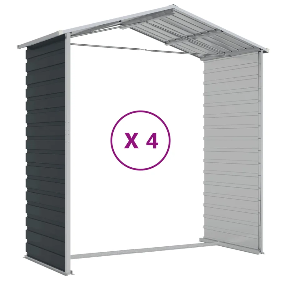 Abri de jardin anthracite 191x385x198 cm acier galvanisé - 9