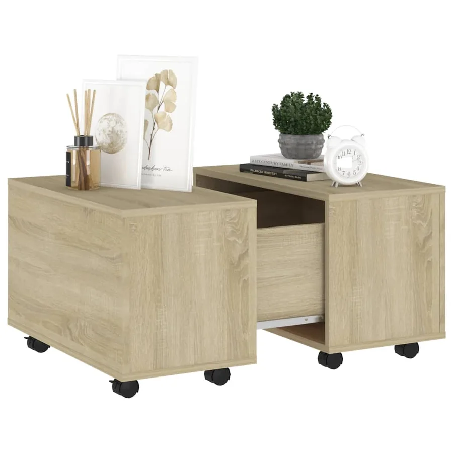 Table basse chêne sonoma 60x60x38 cm bois d'ingénierie - 4