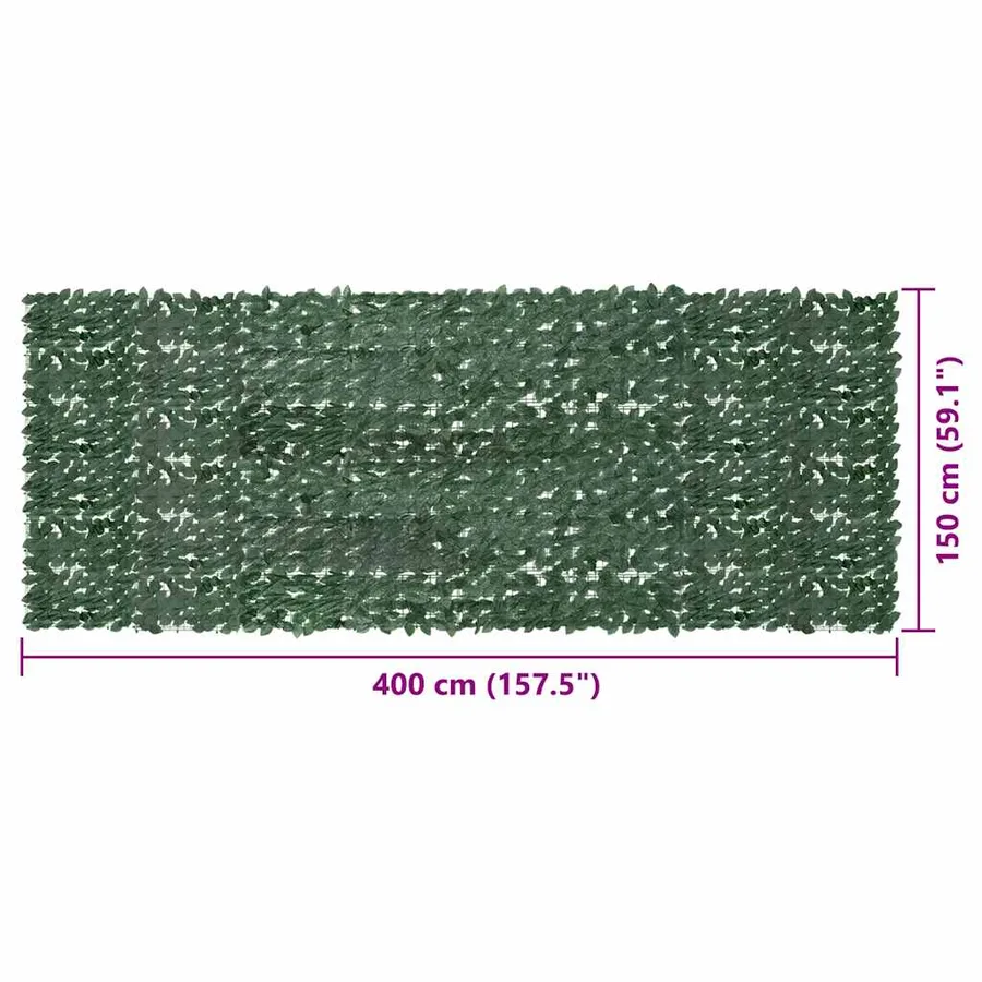 Écran de balcon avec feuilles vert foncé 400x150 cm - 7