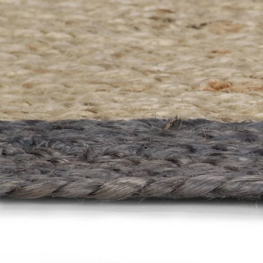 Tapis fait à la main Jute avec bord gris foncé 90 cm - 3