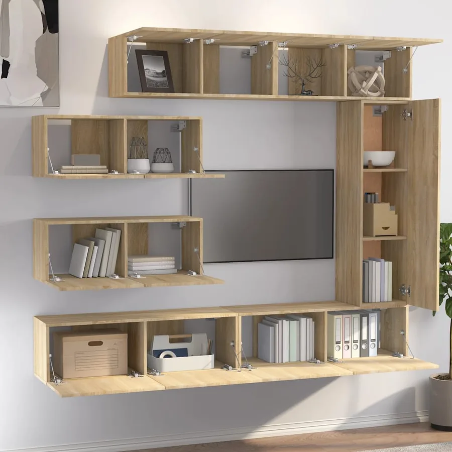 Ensemble de meubles TV 7 pcs Chêne sonoma Bois d'ingénierie - 3