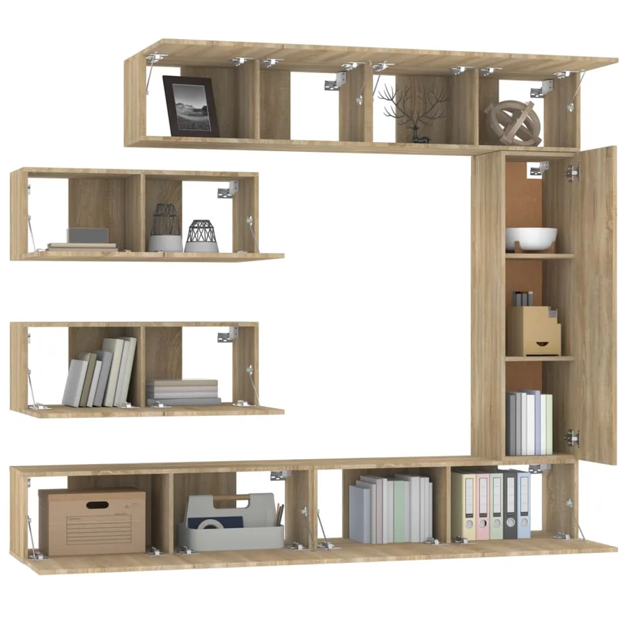 Ensemble de meubles TV 7 pcs Chêne sonoma Bois d'ingénierie - 4