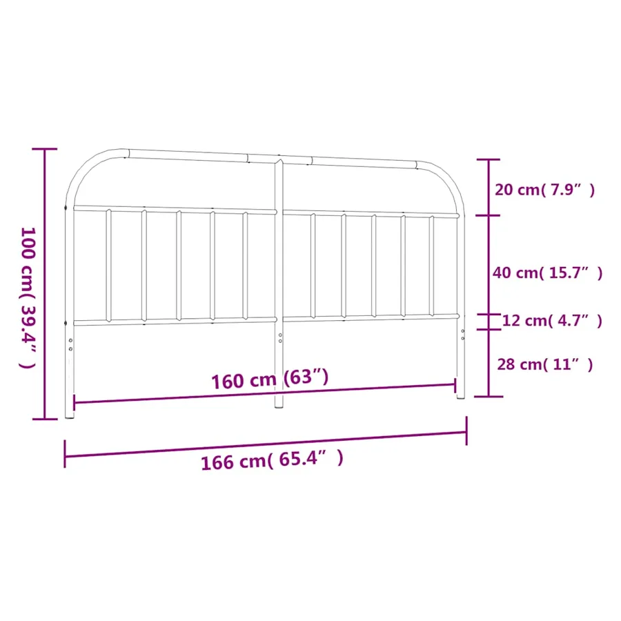 Tête de lit de remplacement métal noir 160 cm - 7