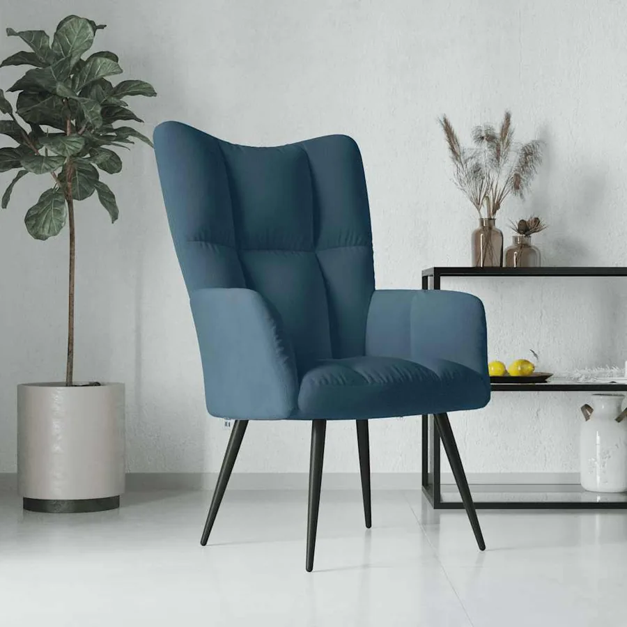 Chaise de relaxation Bleu Velours