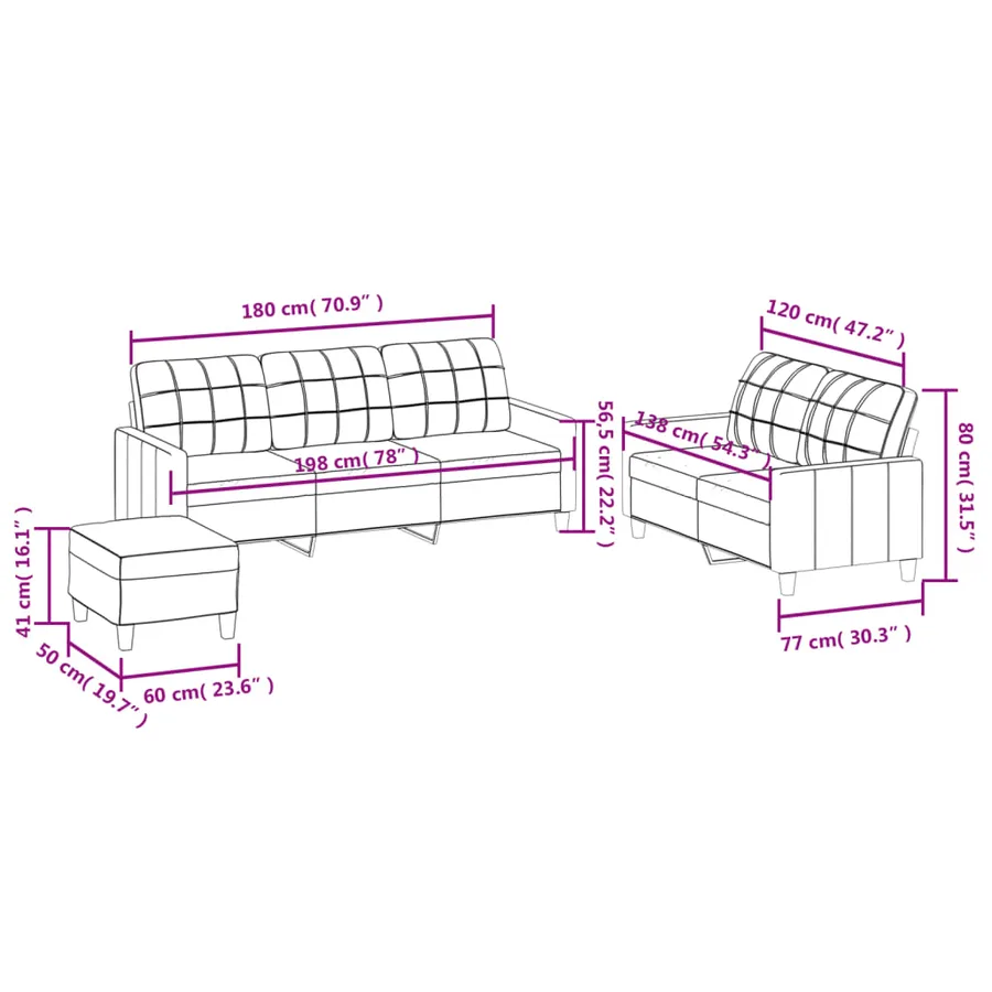 Ensemble de canapés 3 pcs avec coussins Noir Similicuir - 9