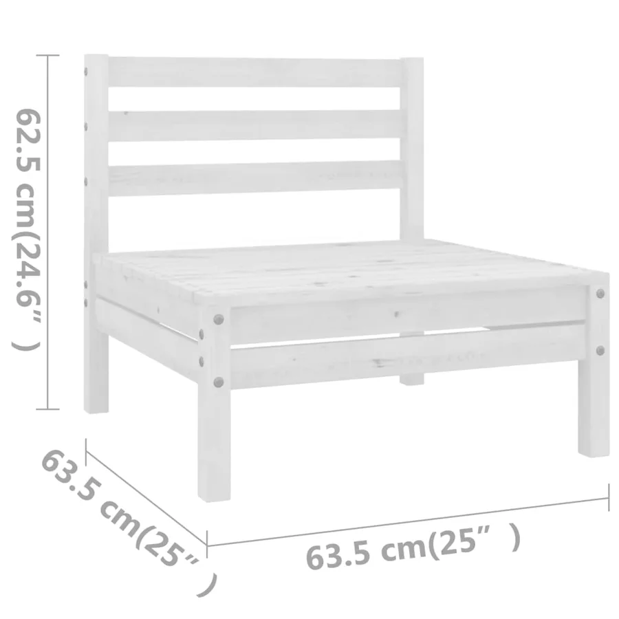 Salon de jardin 4 pcs blanc bois de pin massif - 11