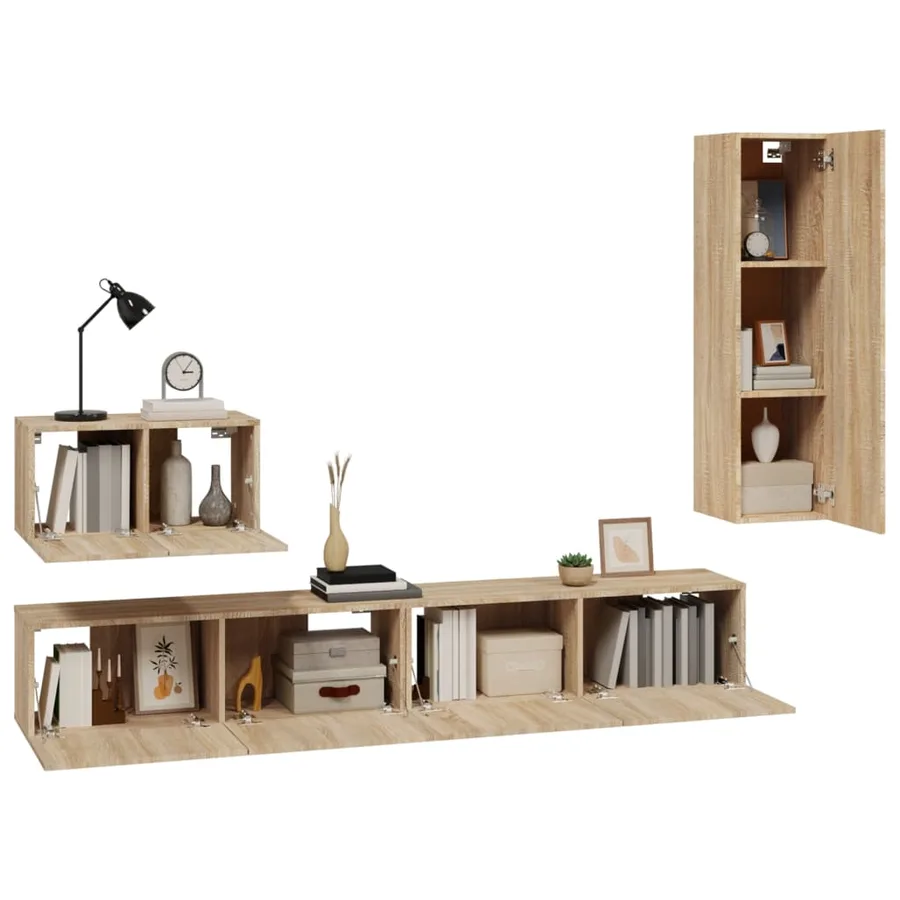 Ensemble de meubles TV 4 pcs Chêne sonoma Bois d'ingénierie - 4