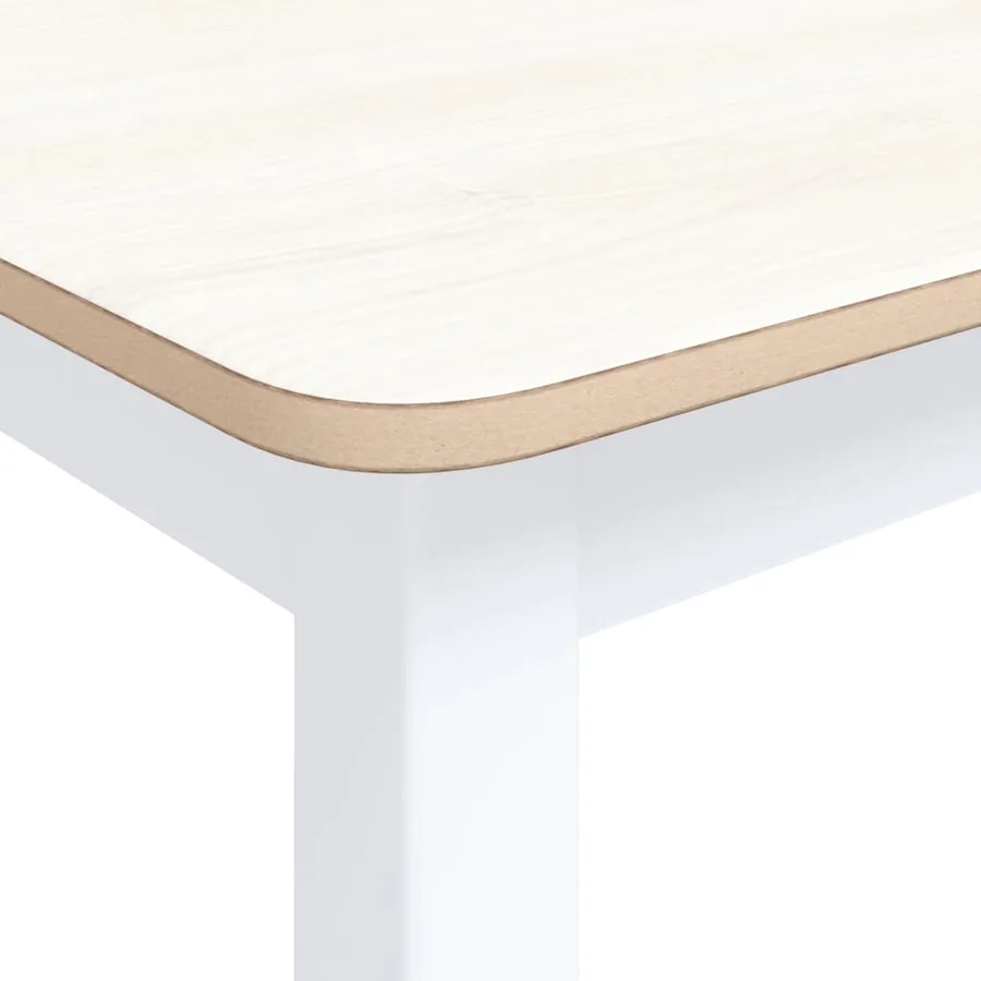 Table à manger Blanc et marron 114x71x75 cm Bois d'hévéa massif - 5