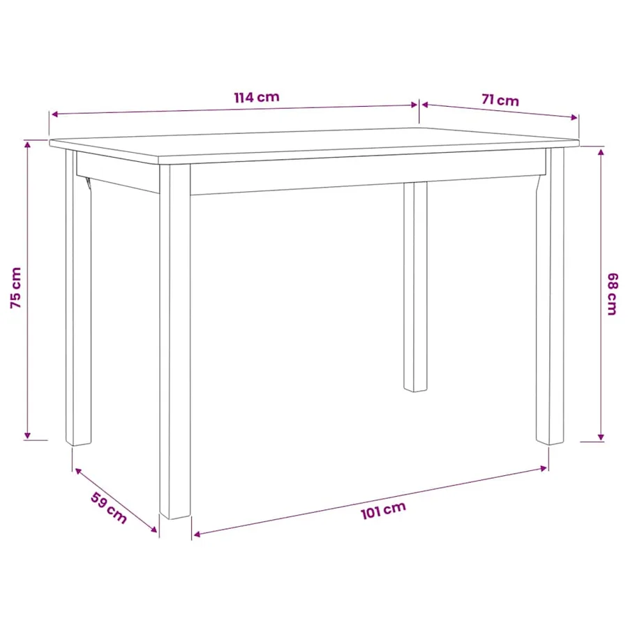 Table à manger Blanc et marron 114x71x75 cm Bois d'hévéa massif - 7