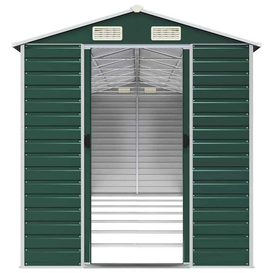 Abri de jardin vert 191x640x198 cm acier galvanisé - 5