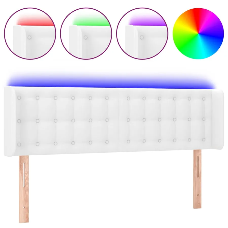 Tête de lit à LED Blanc 147x16x78/88 cm Similicuir - 2