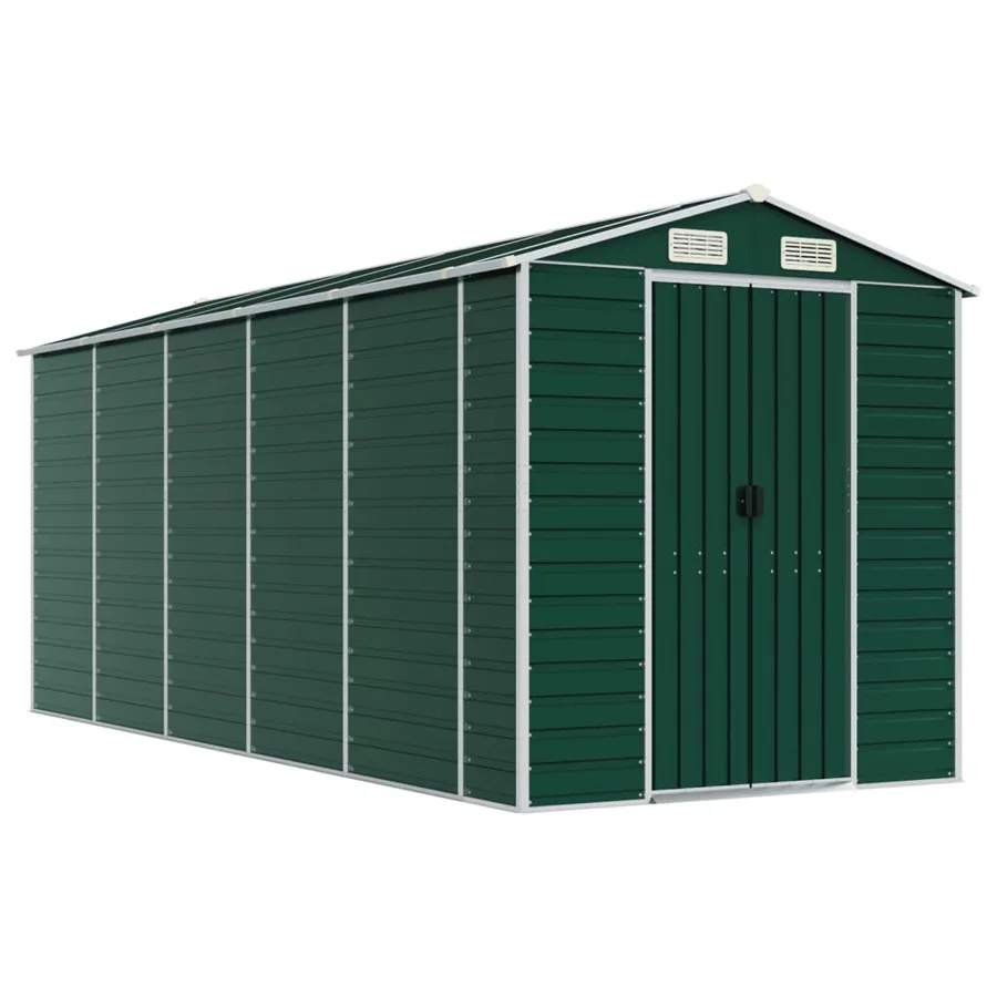 Abri de jardin vert 191x470x198 cm acier galvanisé - 2