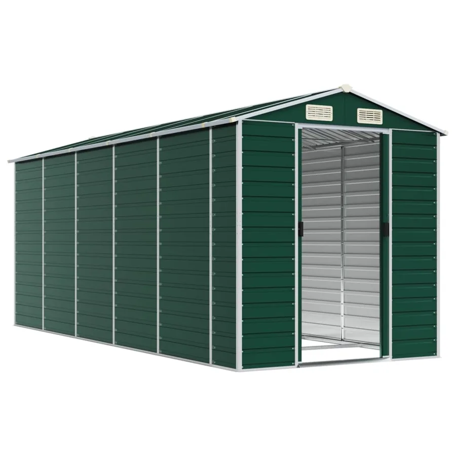 Abri de jardin vert 191x470x198 cm acier galvanisé - 3