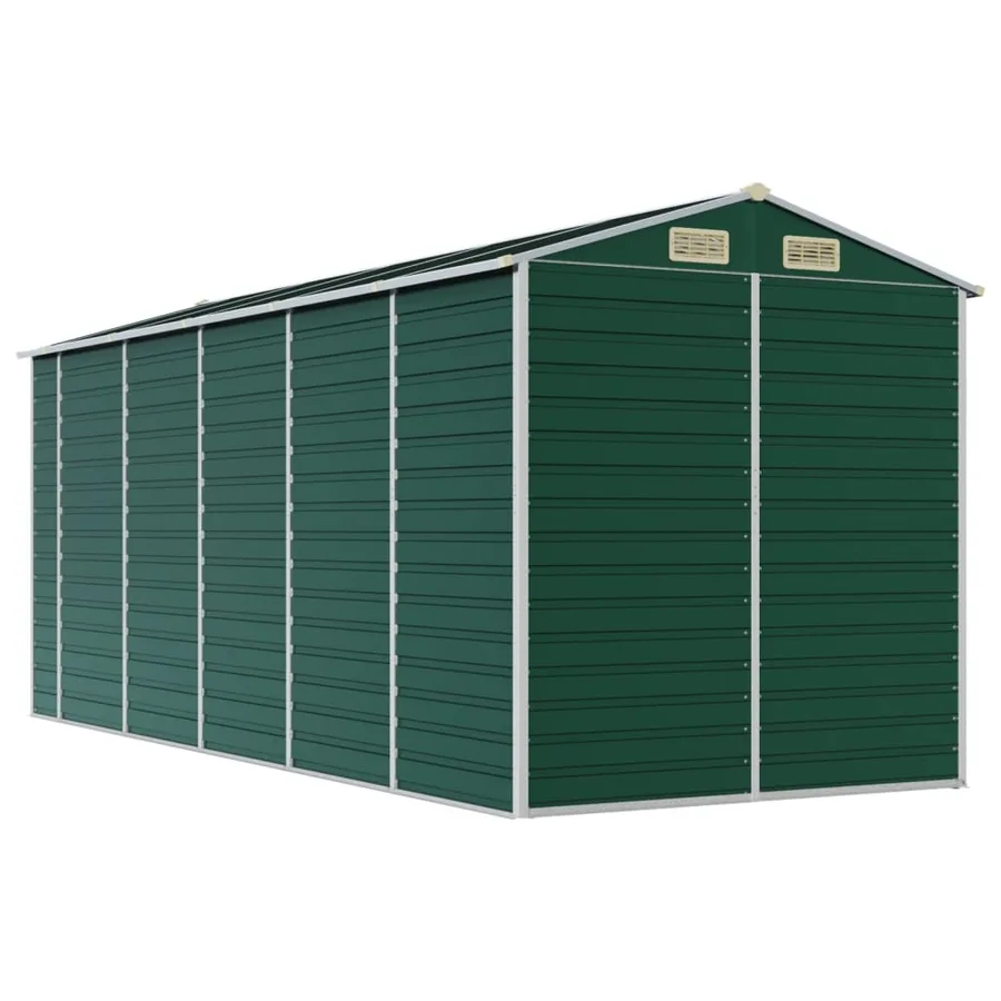 Abri de jardin vert 191x470x198 cm acier galvanisé - 7