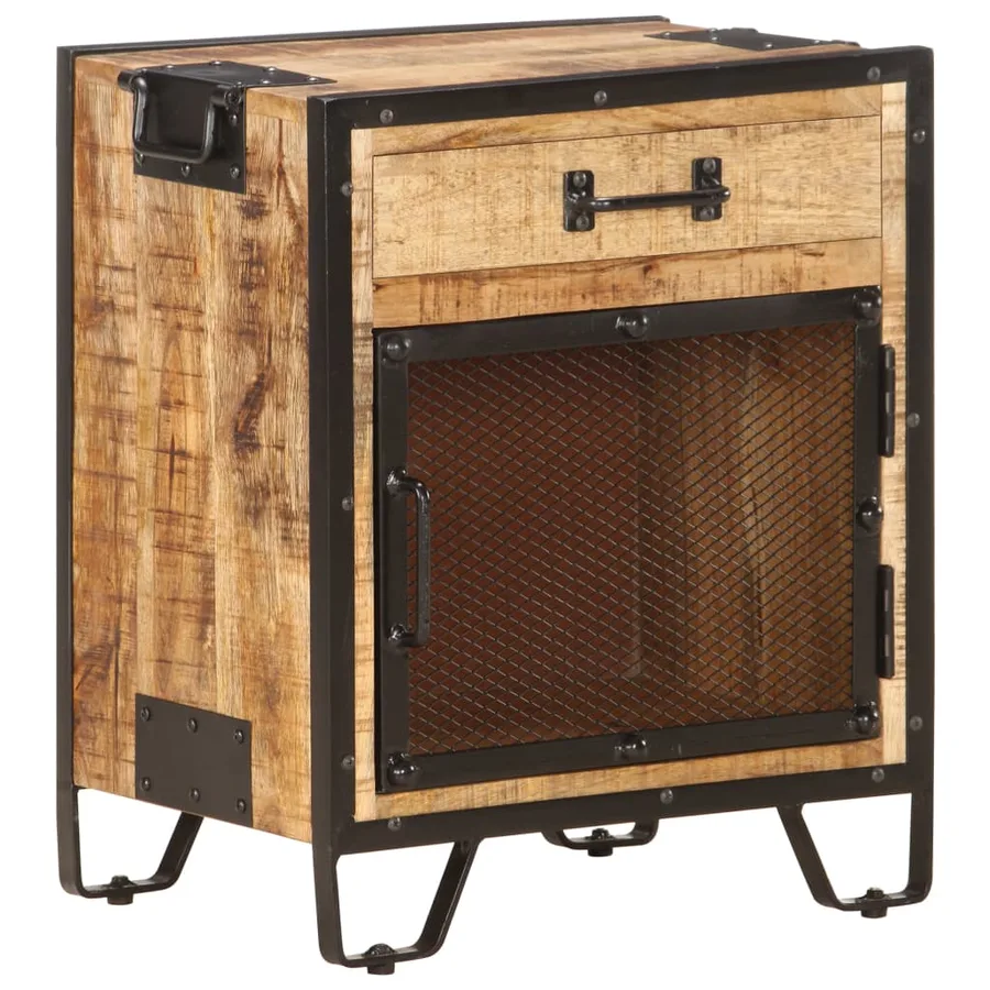 Table de chevet 43x30x51 cm Bois de manguier massif brut - 12