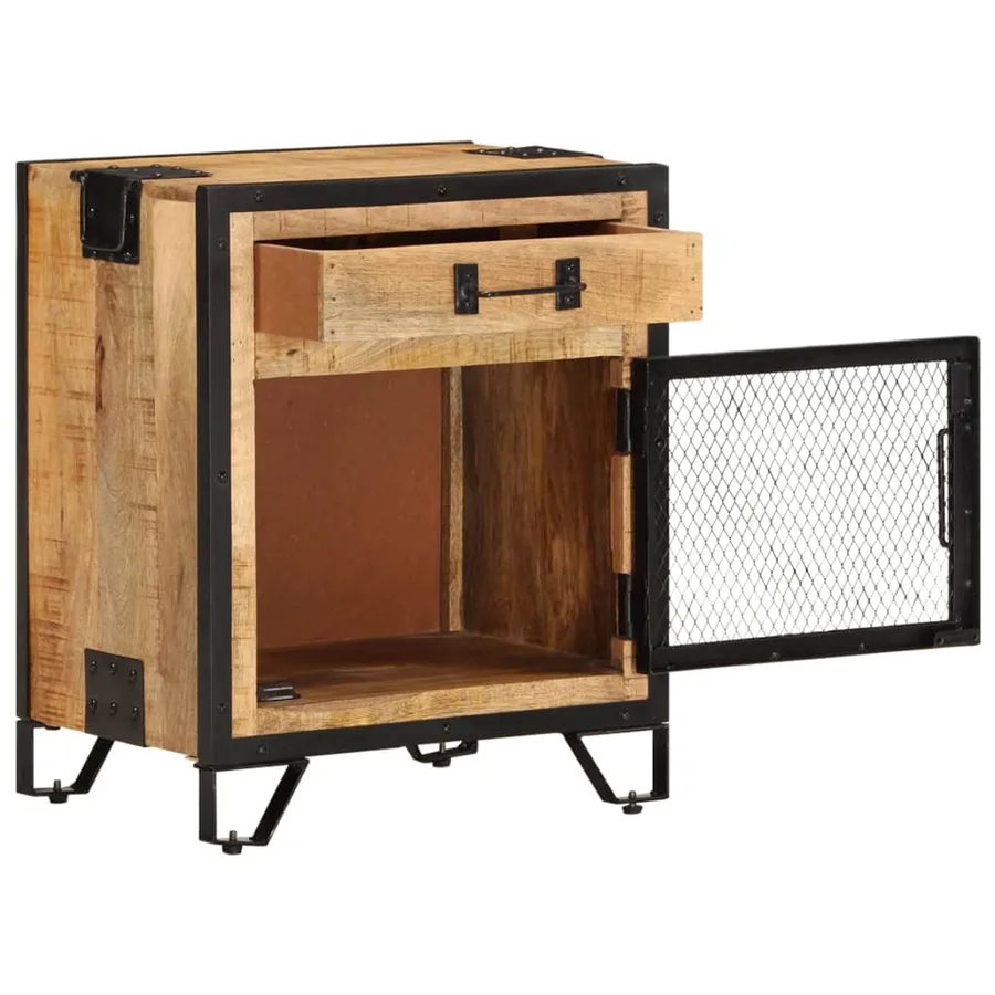 Table de chevet 43x30x51 cm Bois de manguier massif brut - 2