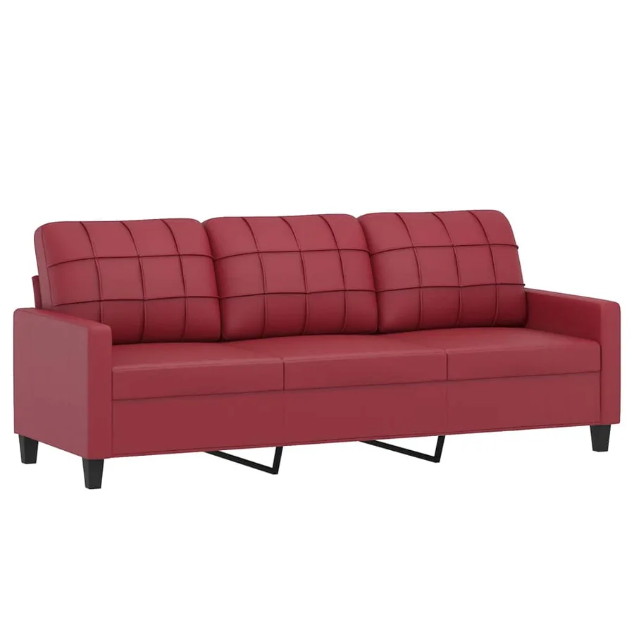 Ensemble de canapés 2 pcs et coussins Rouge bordeaux Similicuir - 4