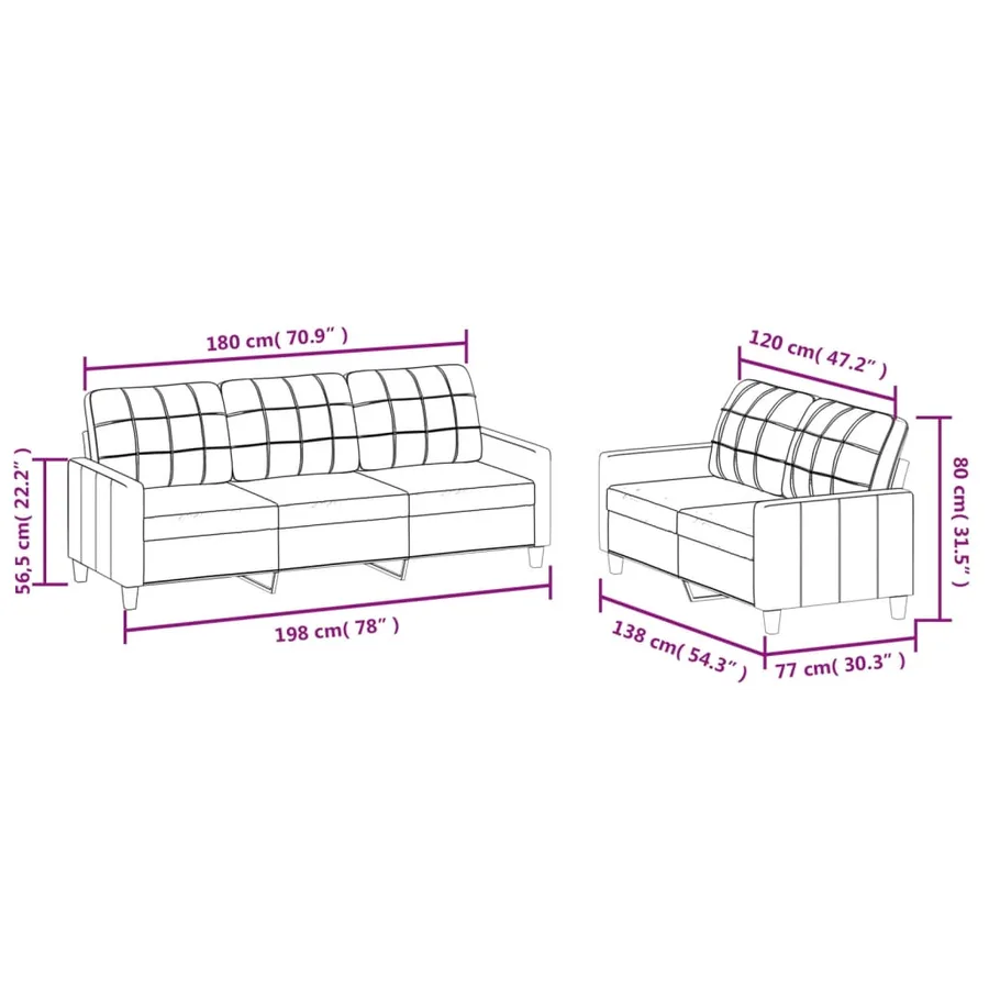 Ensemble de canapés 2 pcs et coussins Rouge bordeaux Similicuir - 7