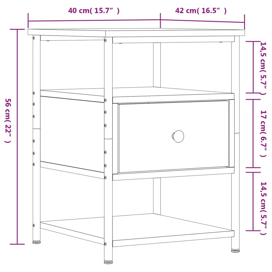 Tables de chevet 2 pcs chêne fumé 40x42x56 cm bois d'ingénierie - 12