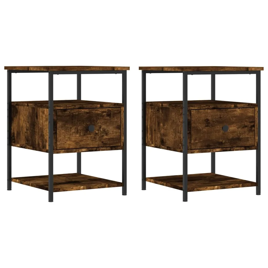 Tables de chevet 2 pcs chêne fumé 40x42x56 cm bois d'ingénierie - 2