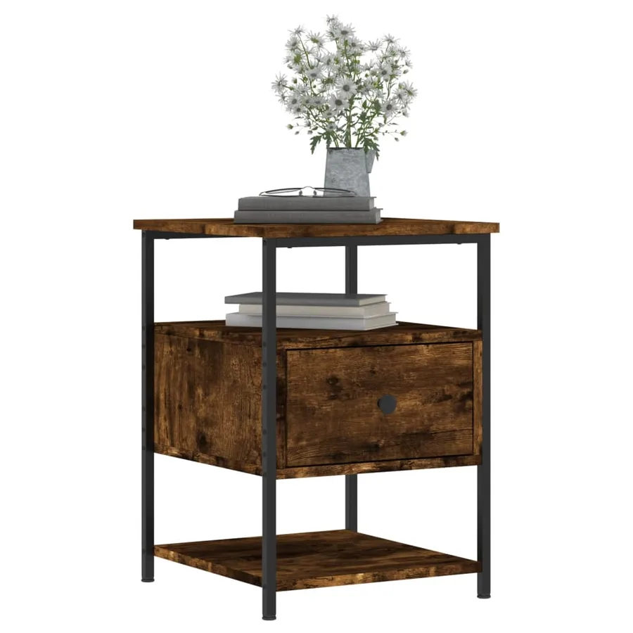 Tables de chevet 2 pcs chêne fumé 40x42x56 cm bois d'ingénierie - 4