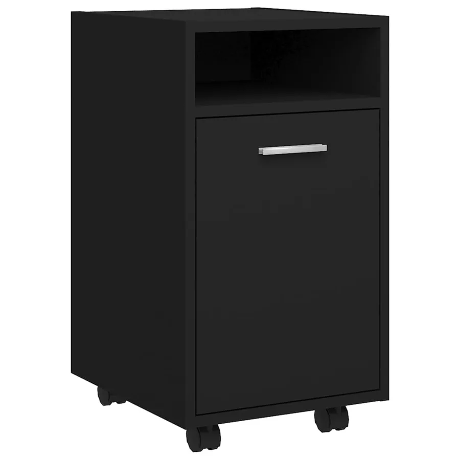 Armoire latérale avec roues Noir 33x38x60 cm Bois d’ingénierie - 2