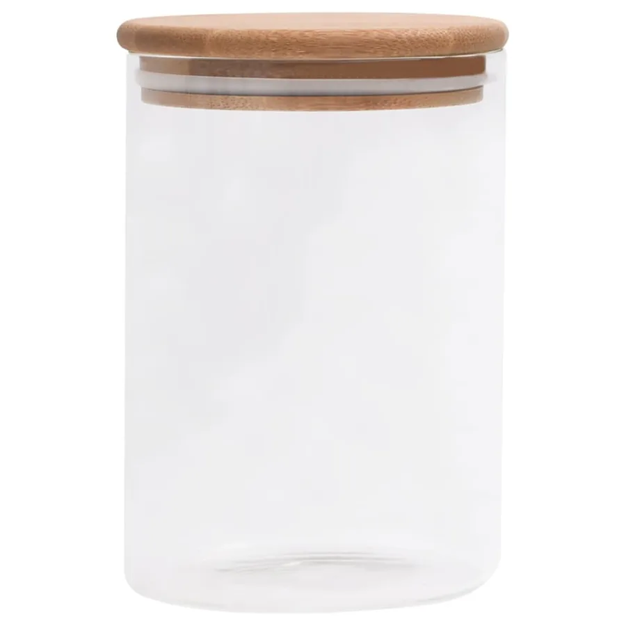 Pots de conservation en verre couvercle en bambou 4 pcs 800 ml - 3