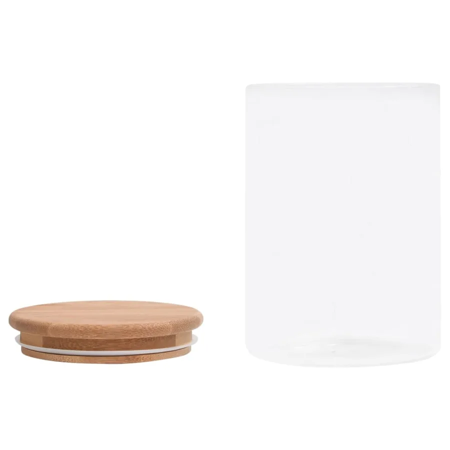 Pots de conservation en verre couvercle en bambou 4 pcs 800 ml - 4