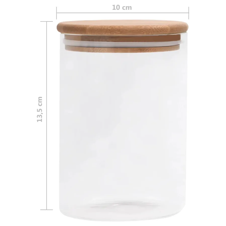 Pots de conservation en verre couvercle en bambou 4 pcs 800 ml - 7