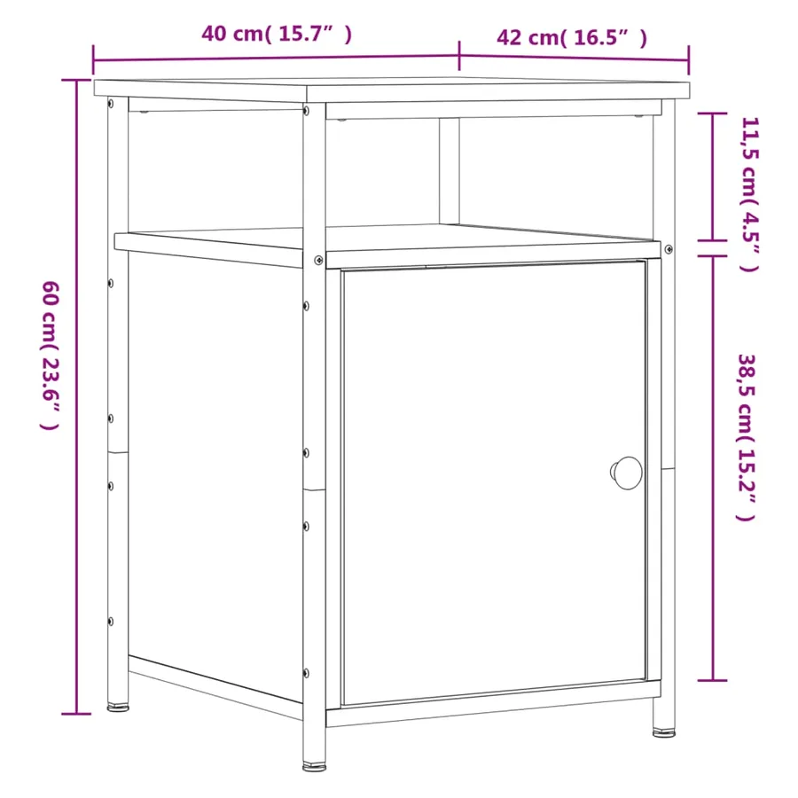 Tables de chevet 2 pcs sonoma gris 40x42x60cm bois d'ingénierie - 13