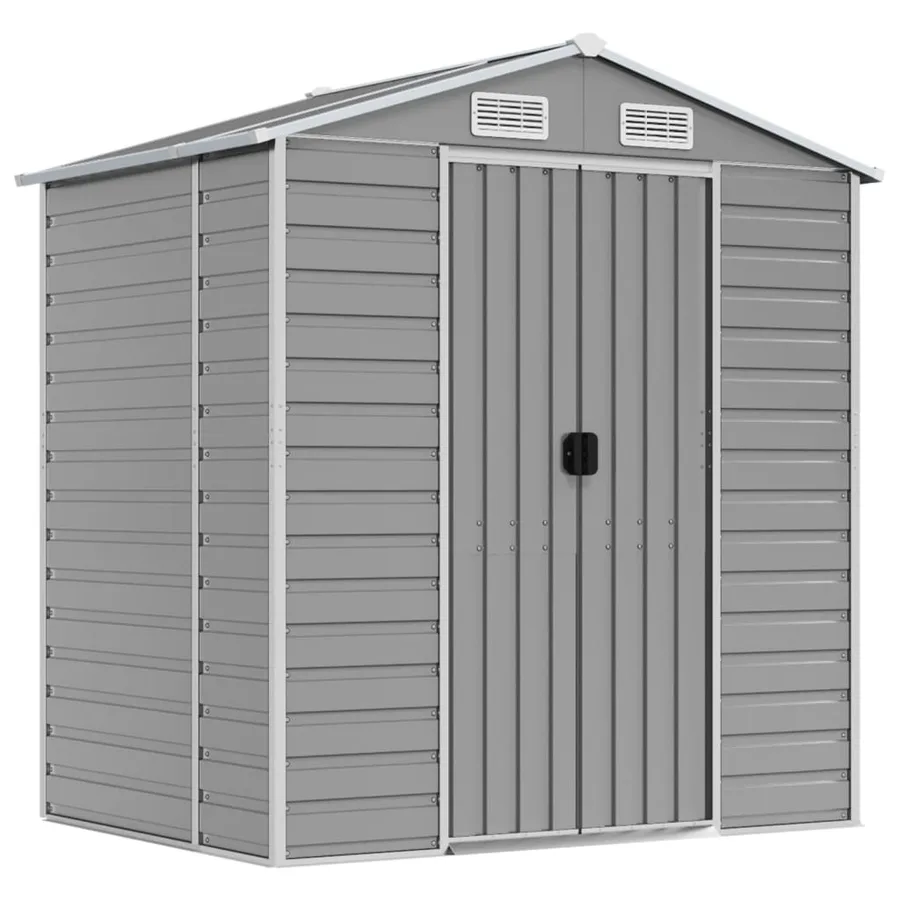 Abri de jardin gris clair 191x130x198 cm acier galvanisé - 2