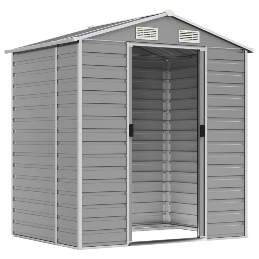 Abri de jardin gris clair 191x130x198 cm acier galvanisé - 3