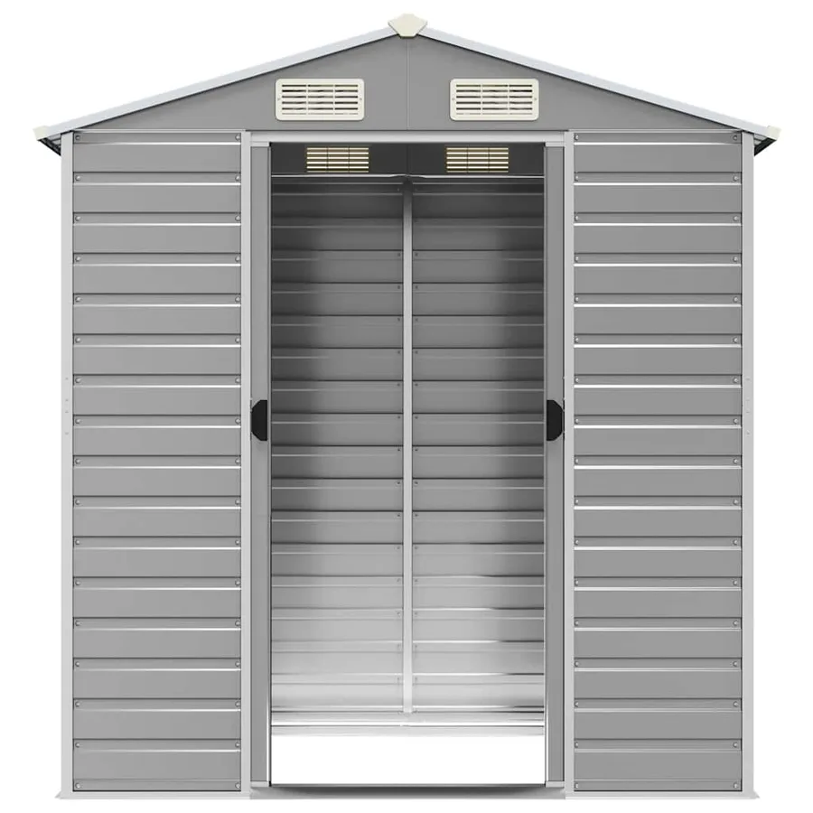 Abri de jardin gris clair 191x130x198 cm acier galvanisé - 5