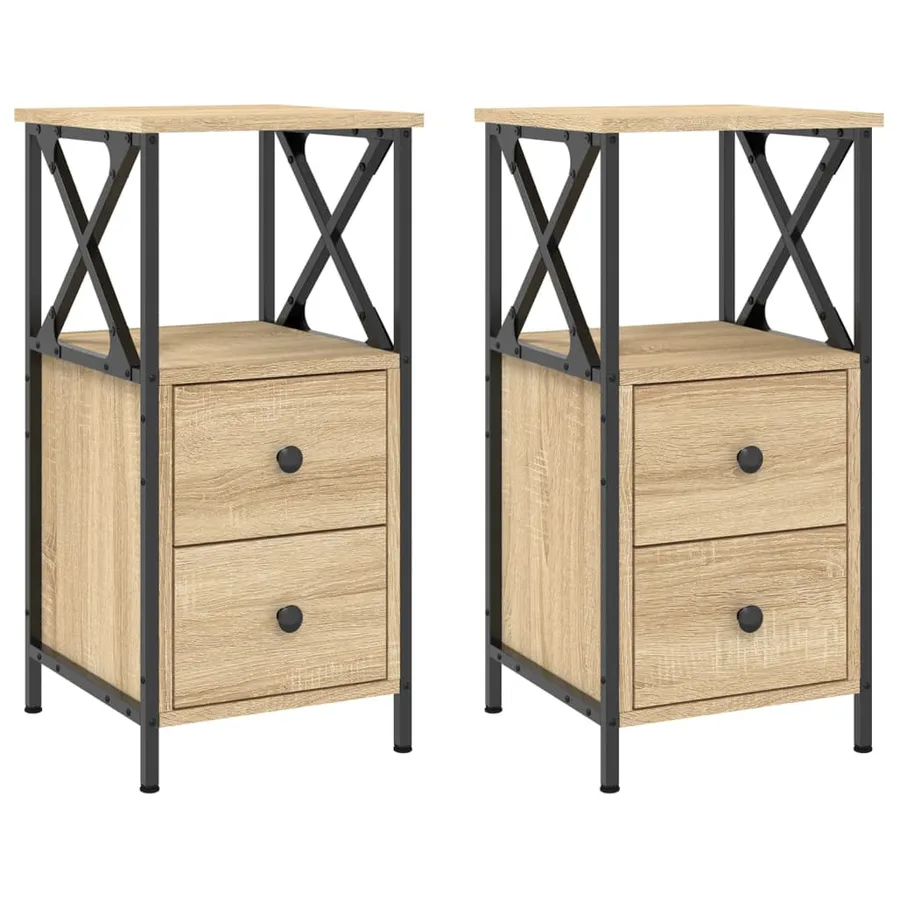 Tables de chevet 2pcs chêne sonoma 34x35,5x70cm bois ingénierie - 2