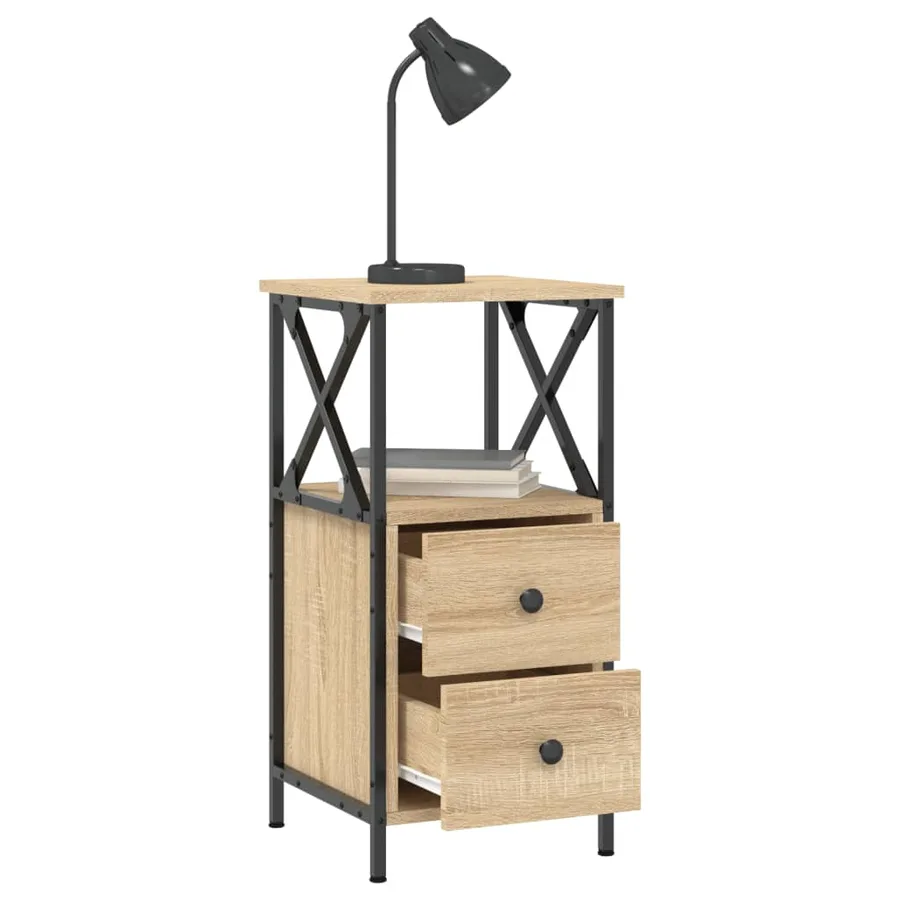 Tables de chevet 2pcs chêne sonoma 34x35,5x70cm bois ingénierie - 9