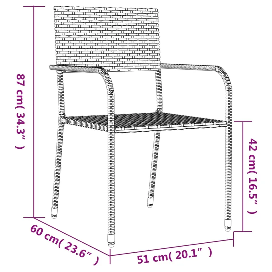 Ensemble à manger de jardin 3pcs gris/noir résine tressée/acier - 12