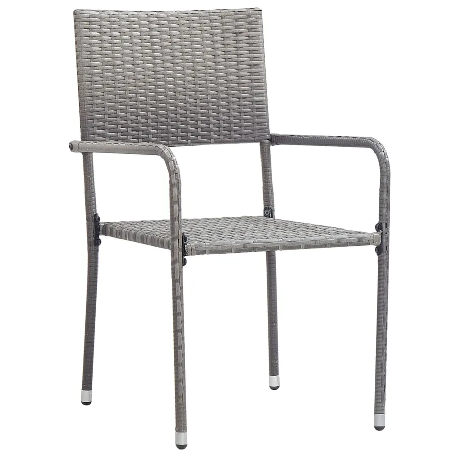 Ensemble à manger de jardin 3pcs gris/noir résine tressée/acier - 4