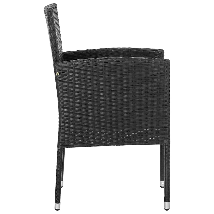 Ensemble à manger de jardin 5 pcs noir résine tressée et acier - 6