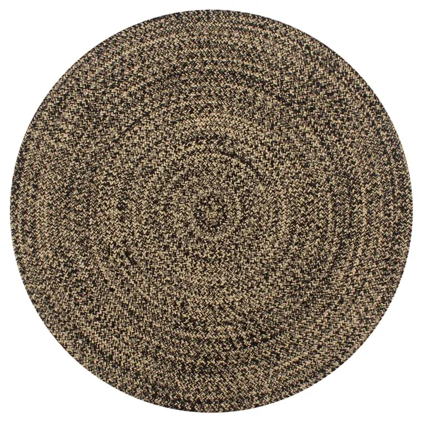 Tapis fait à la main Jute Noir et naturel 120 cm