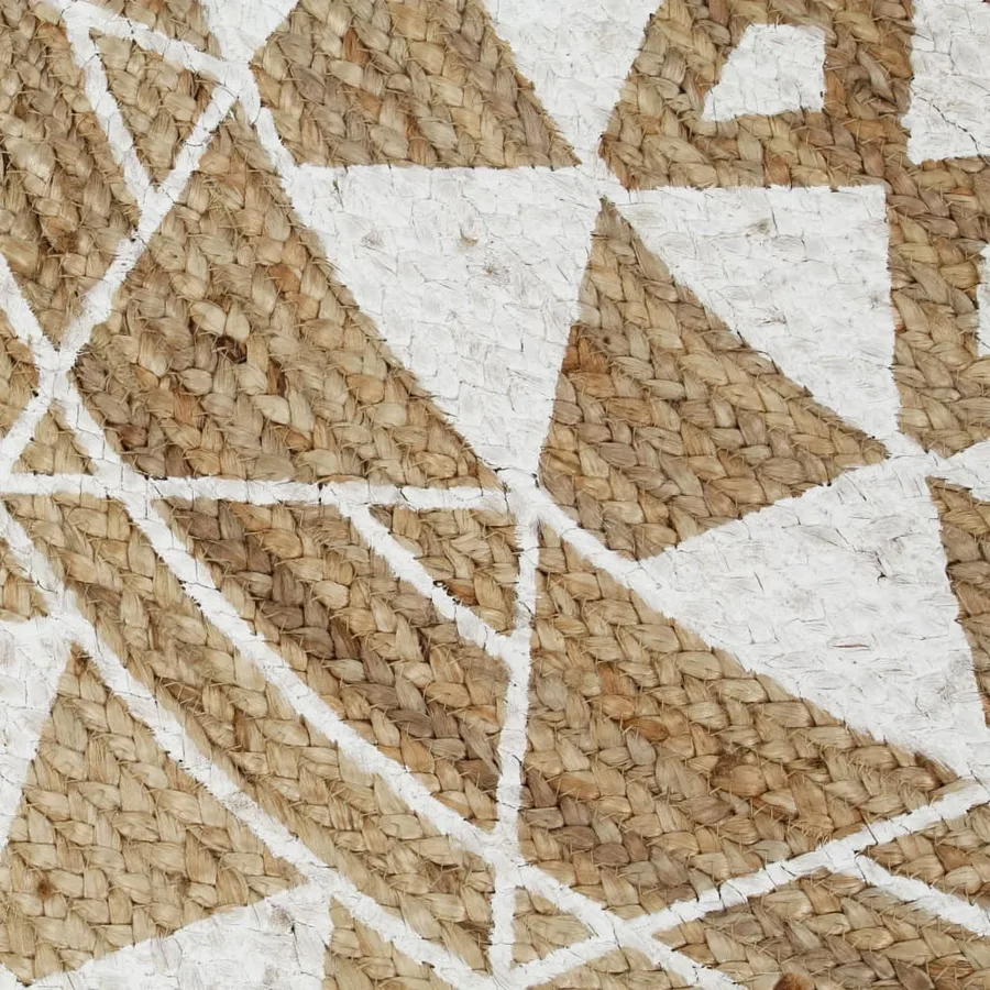 Tapis fait à la main Jute avec imprimé blanc 120 cm - 4
