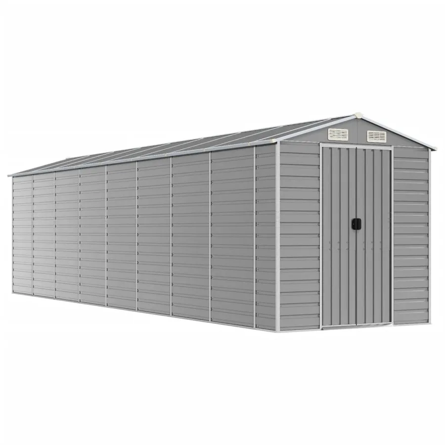 Abri de jardin gris clair 191 x 725 x 198 cm en acier galvanisé - 2